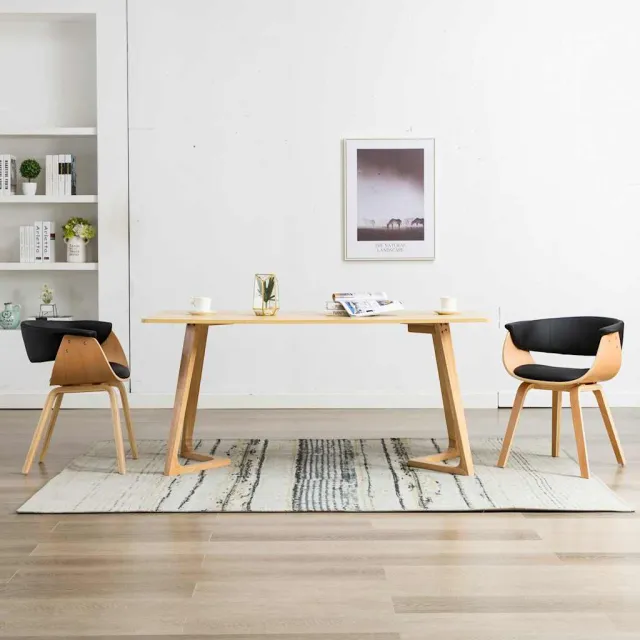 vidaXL Eetkamerstoelen 2 st gebogen hout en kunstleer Zwart