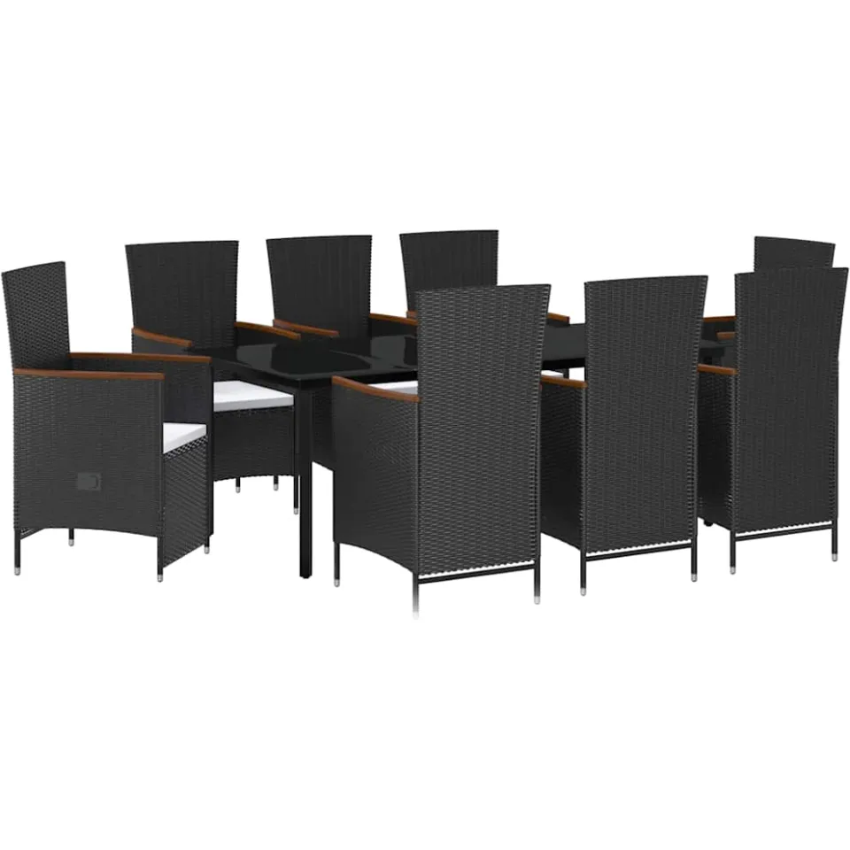 vidaXL 9-delige Tuinset met kussens zwart, foto 4