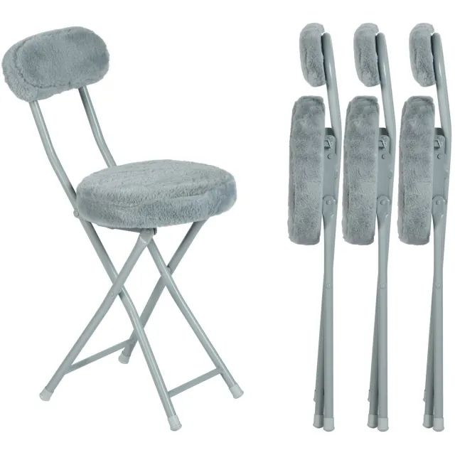 MEUBLE COSY Muebles Cosy Klapstoelen - Set Van 4 49 cm Zithoogte Scandinavisch Zacht Faux Bont - Grijs