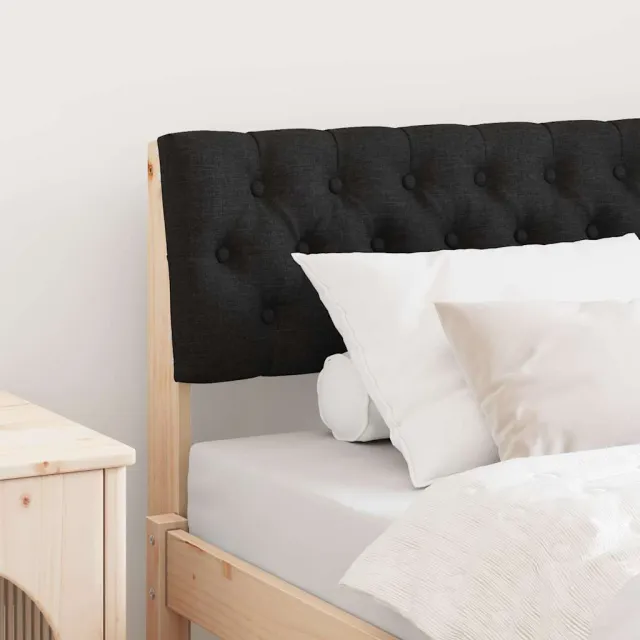 vidaXL Gestoffeerd hoofdbord Zwart 90 cm Massief grenenhout Bruin