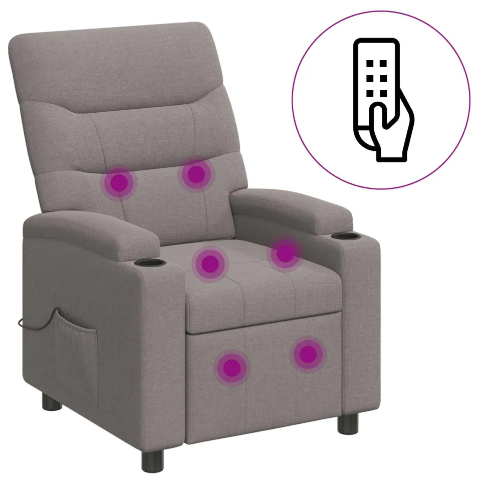 vidaXL Massage-relaxstoel Taupe 75 x 95 x 103 cm Stof, foto 2