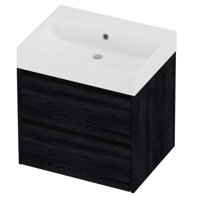 Proline Podium Badmeubelset Polystone Loft 60x46x62 cm Mat White Black Oak Eiken