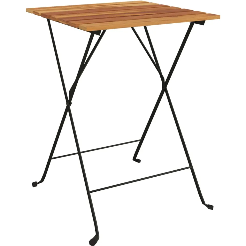 vidaXL Bistrotafel inklapbaar 55x54x71 cm massief teakhout en staal, foto 3