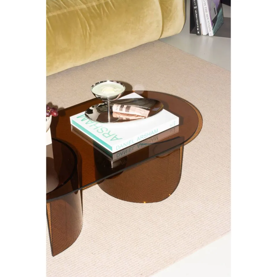 FÉST Plateau Amber ovale glazen salontafel - bruin, foto 3