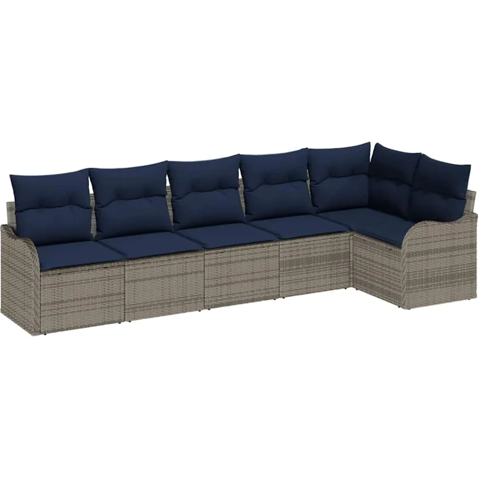 vidaXL Tuin Sofa Set 6 st 6-zits Grijs poly rattan