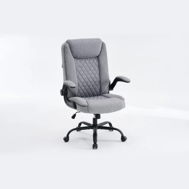 BOG Bureaustoel Ergonomische Bureaustoel Met Gevoerde Armleuningen Inklapbaar In Hoogte Verstelbaar Kantelfunctie En Hoofdsteun Comfortabel Voor Thuiskantoor Draagvermogen 150 Kg Grijs