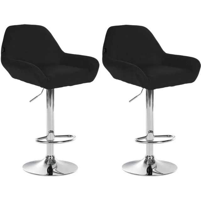 Luxe Comfort Barkruk - Set van 2 - Verstelbaar - Stof - Zwart chroom/zwart