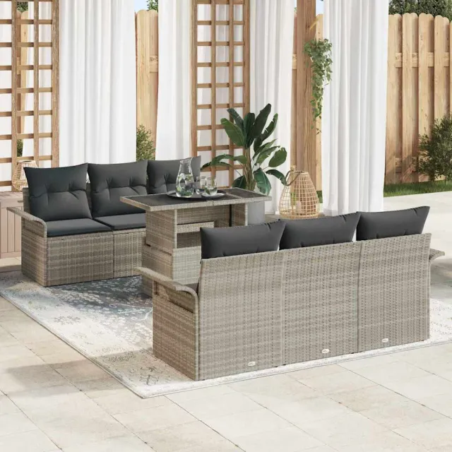 vidaXL Tuin Sofa Set 7 st Lichtgrijs [Synthetisch]: Poly Rattan, foto 2