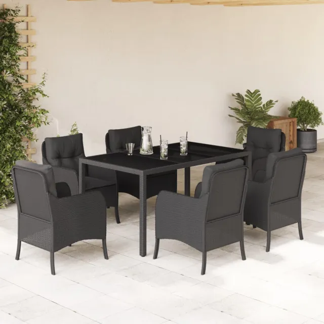 vidaXL 7-delige Tuinset met kussens poly rattan zwart, foto 2