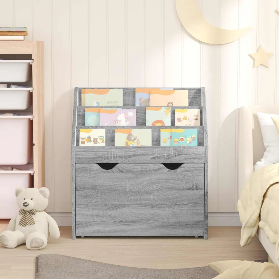 vidaXL Kinderen Boekenkast Grijs Sonoma 60 x 29,5 x 69 cm Bewerkt hout, foto 4