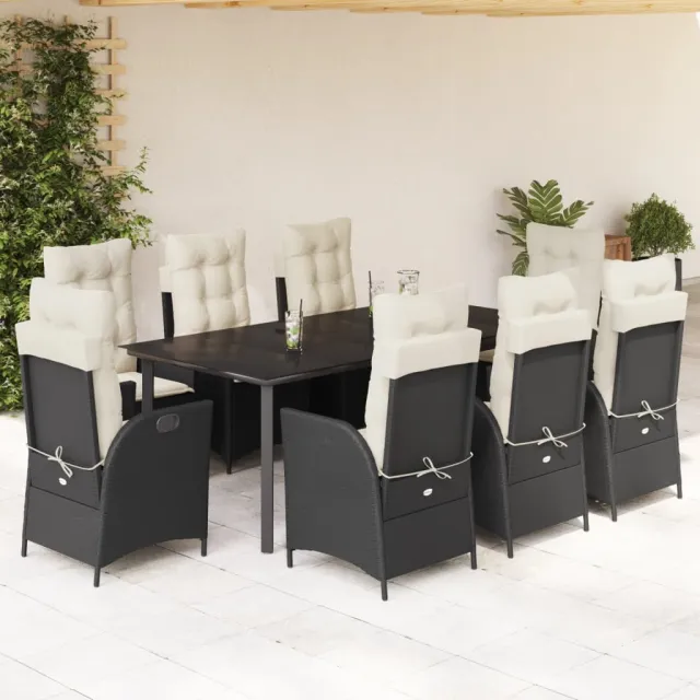 vidaXL 9-delige Tuinset poly rattan zwart, foto 2