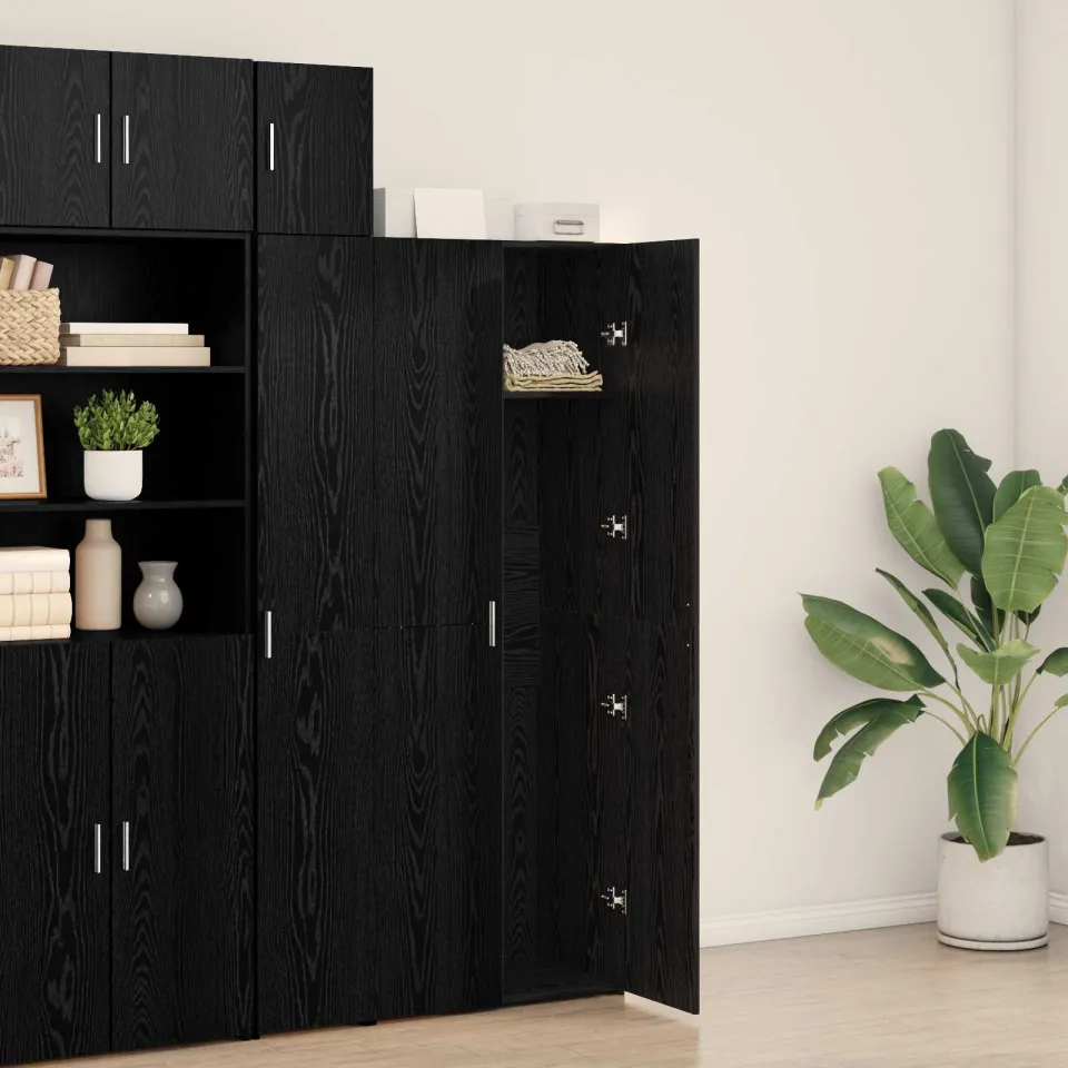 vidaXL Hoge kast Zwart Eiken 70 x 42,5 x 185 cm, foto 3