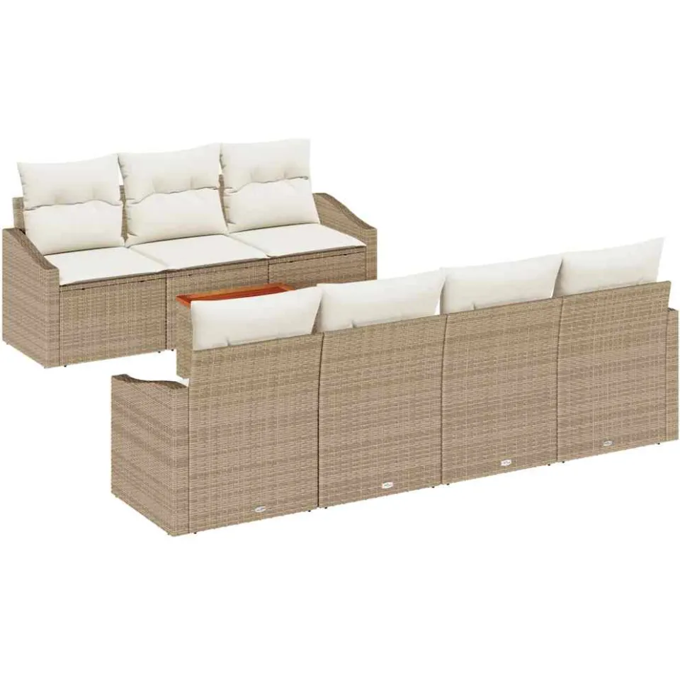 vidaXL Tuinbankenset 8 st Beige poly rattan, foto 3