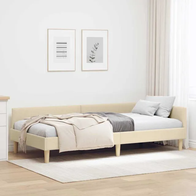 vidaXL Hoekbedframe Crème 90 x 190 cm Stof