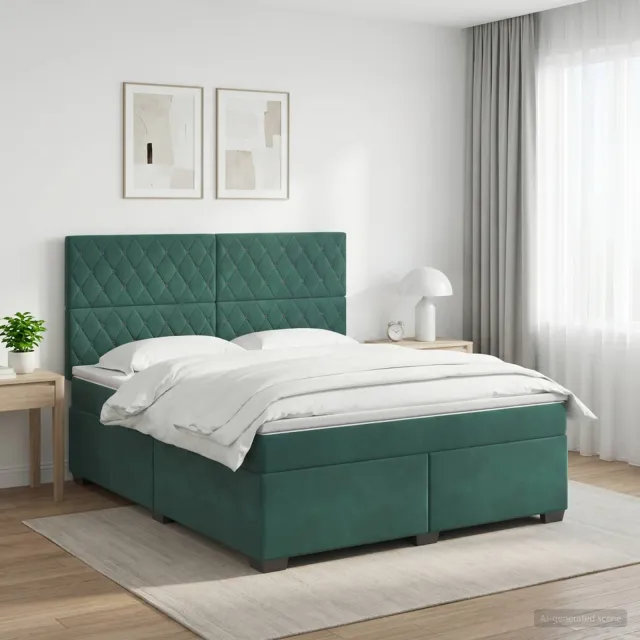 vidaXL Boxspringbed met matras Donkergroen 140 x 190 cm Fluweel groen