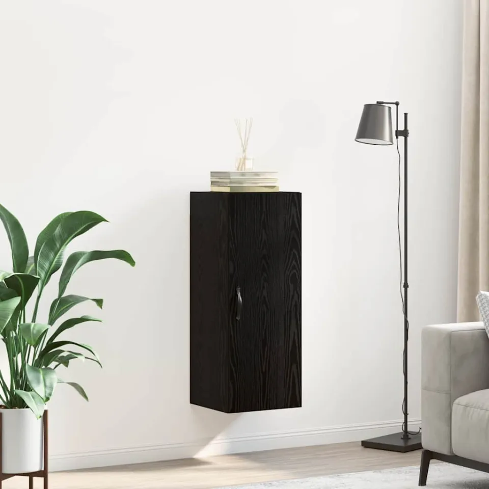 vidaXL Wandkast Zwart Eiken 34,5 x 34 x 90 cm Bewerkt hout, foto 3