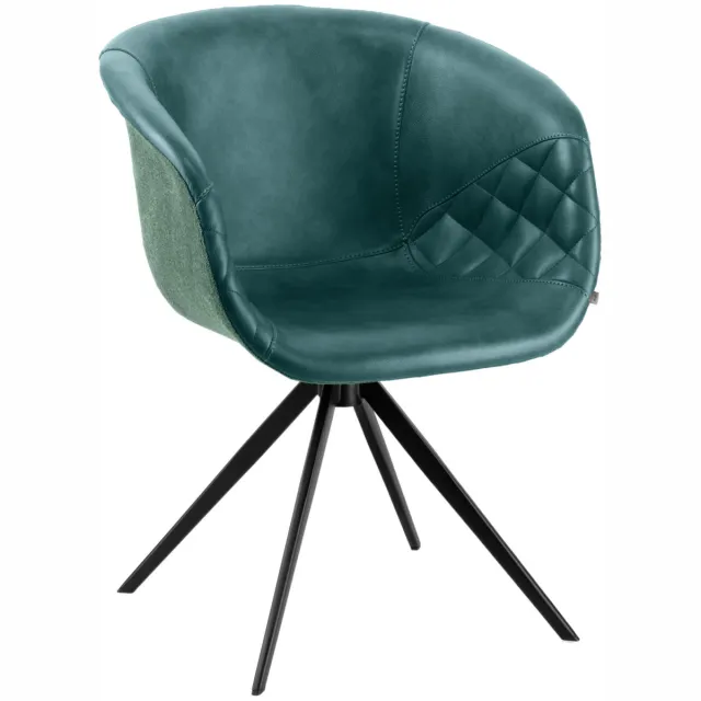 Vega Stoel met armleuning Yankee; 61x60x80 cm (BxDxH); zitting petrol, frame zwart