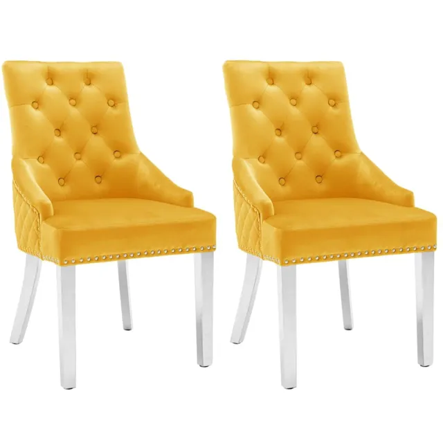 vidaXL Eetkamerstoelen 2 st fluweel geel