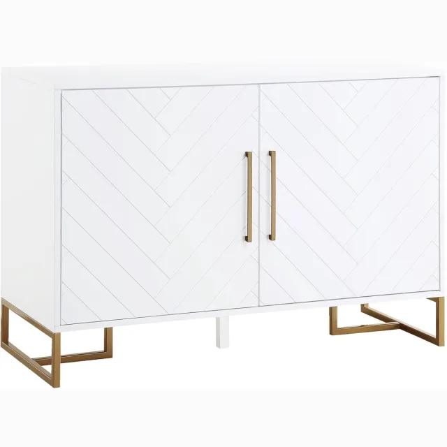 Notio Living Herringbone-Nachtkastje - 2-Deurs - Wit