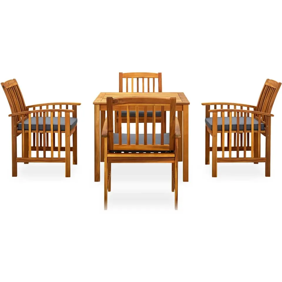 vidaXL 5-delige Tuinset met kussens massief acaciahout grijs, foto 3