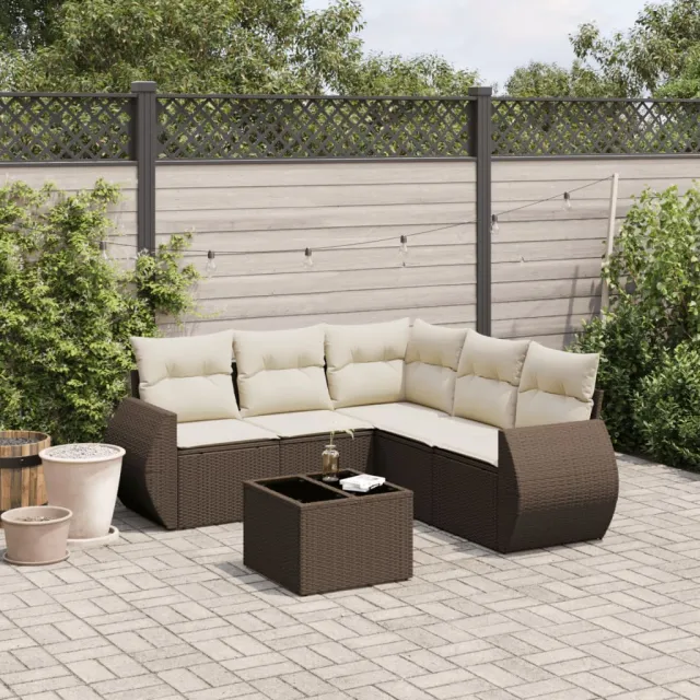 vidaXL 6-delige Loungeset met kussens poly rattan bruin, foto 2