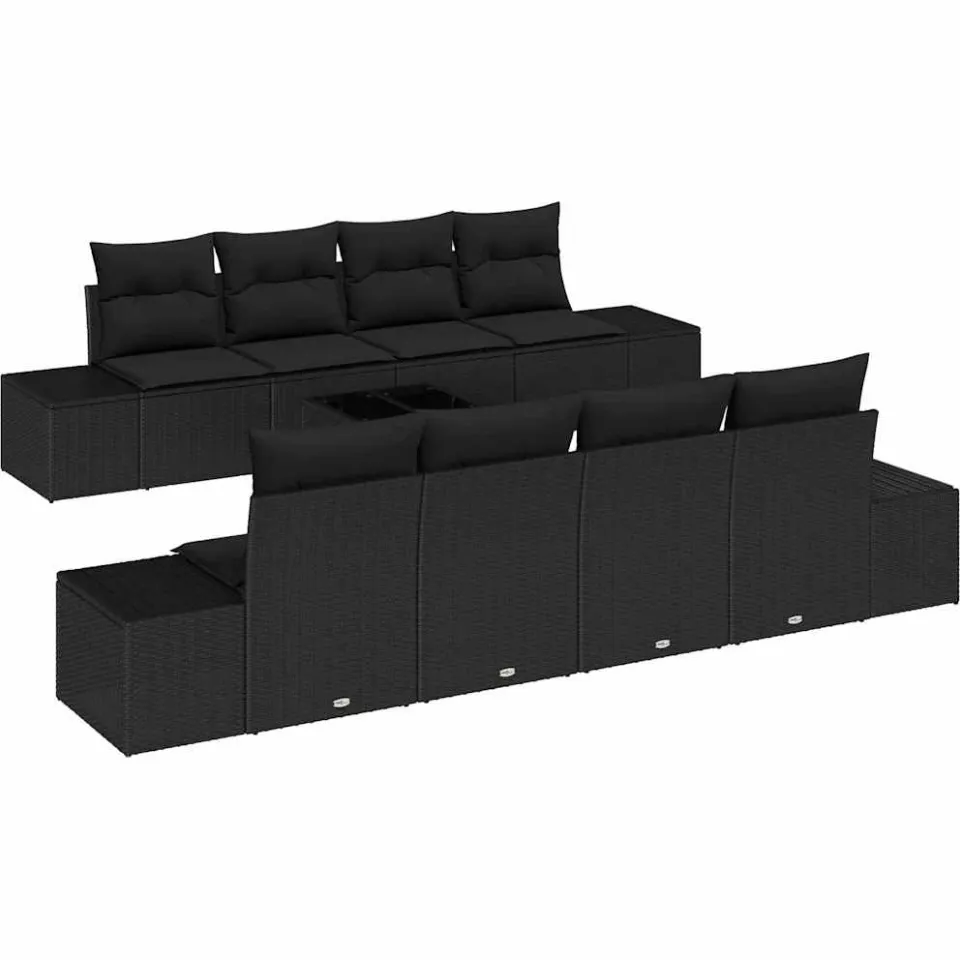 vidaXL Tuin Sofa Set 8 st Zwart poly rattan