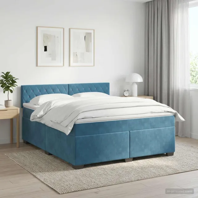 vidaXL Boxspringbed met matras Donkerblauw 140 x 200 cm Fluweel