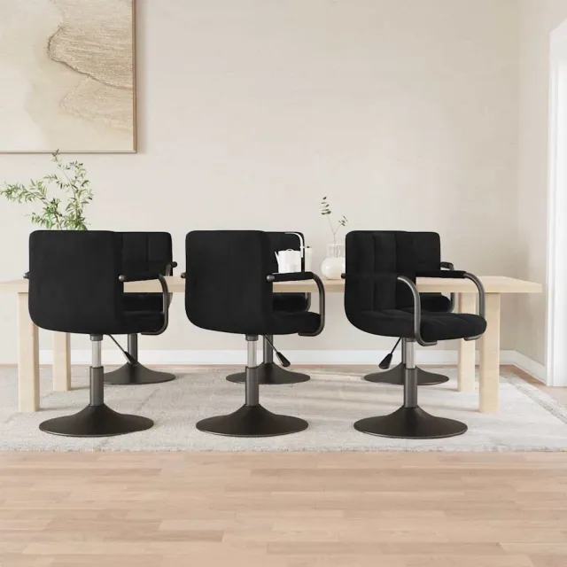 vidaXL Eetkamerstoelen 6 st draaibaar fluweel zwart, foto 2