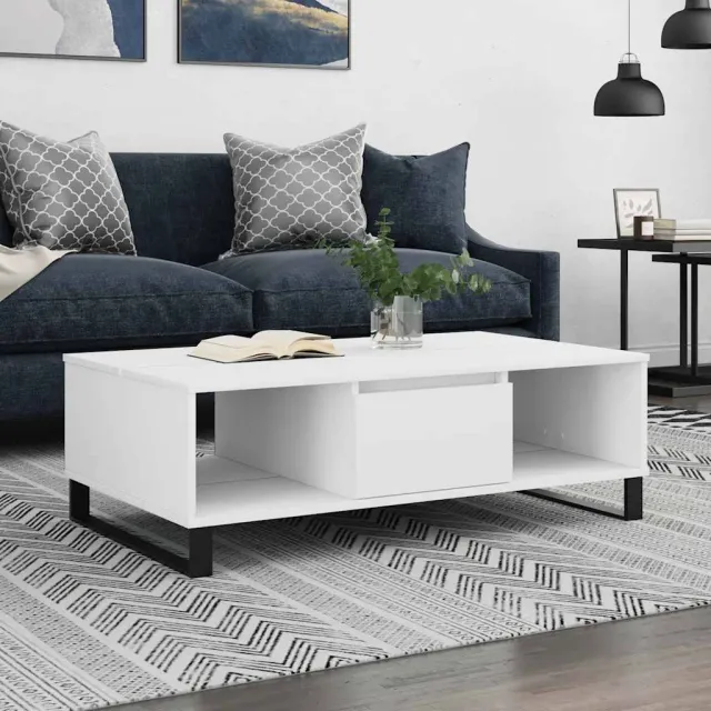 vidaXL Salontafel 104x60x35 cm bewerkt hout wit, foto 2