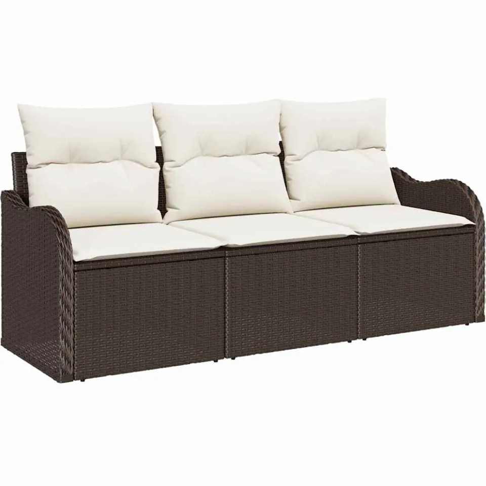 vidaXL Tuinbankenset 3 st Bruin poly rattan