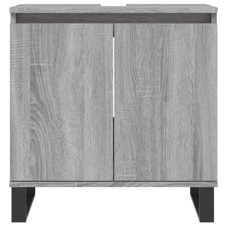 vidaXL 3-delige Badkamermeubelset bewerkt hout grijs sonoma eikenkleur, foto 4
