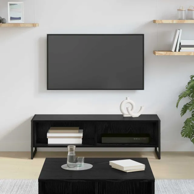 vidaXL TV-kast 100 x 36.5 x 30.5 cm Zwart Eiken Bewerkt hout, foto 2