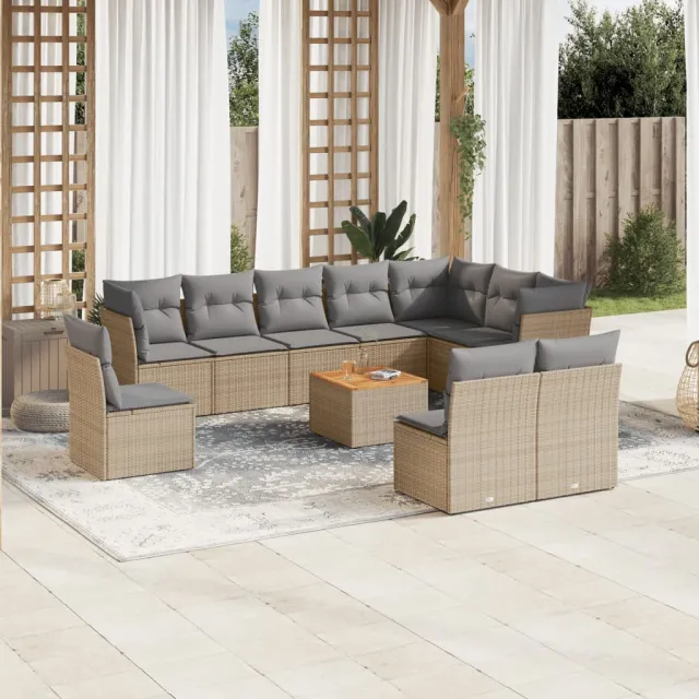 vidaXL Patio Sofa Set 10-zits Mix Beige and Light Grey, foto 2