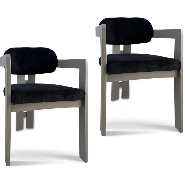 Seven Furniture Eetkamerstoel Atlantic - Set van 2 - Bouclé Stof - Warm Grijs Onderstel - Massief Beukenhout - Japandi - Scandinavisch Design
