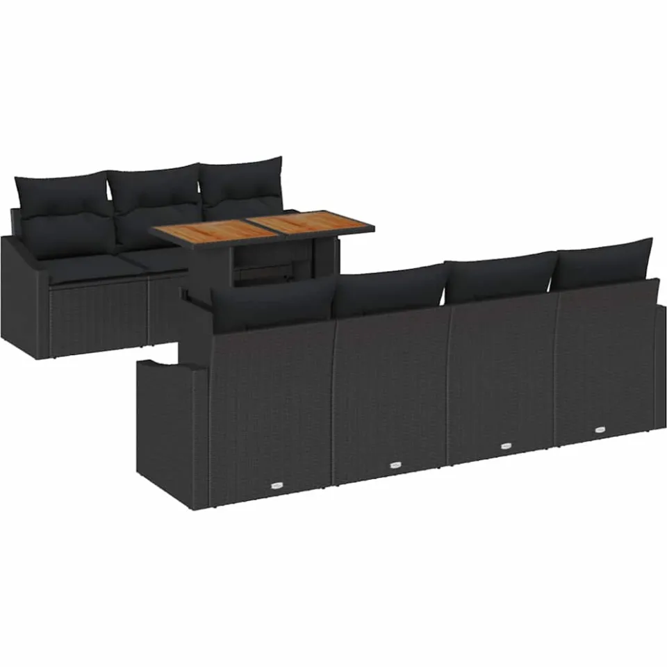 vidaXL Tuin Sofa Set 8 st Zwart Poly riet