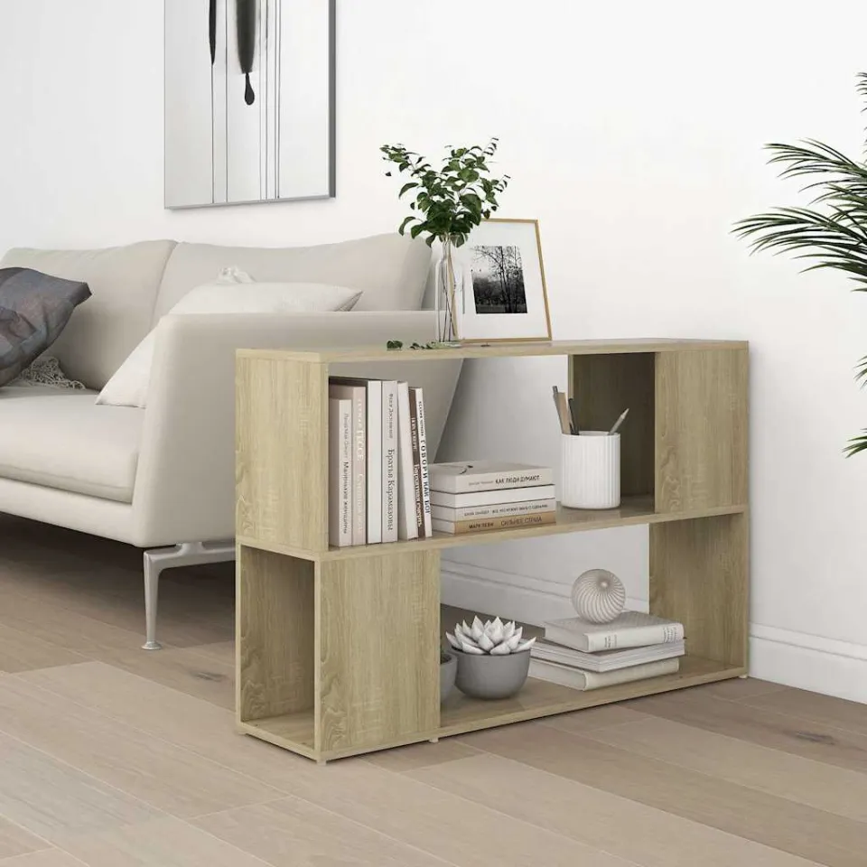vidaXL Boekenkast 100x24x63 cm bewerkt hout sonoma eikenkleurig, foto 3