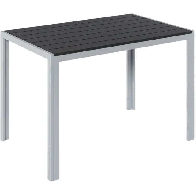 Bolt Edge Tuintafel - Buitentafel - Eettafel buiten - Outdoor - Voor Tuin & Terras - Rechthoekige Aluminium Tafel met Metalen Lattenbodem -110x70x73 cm - Hout Zwart