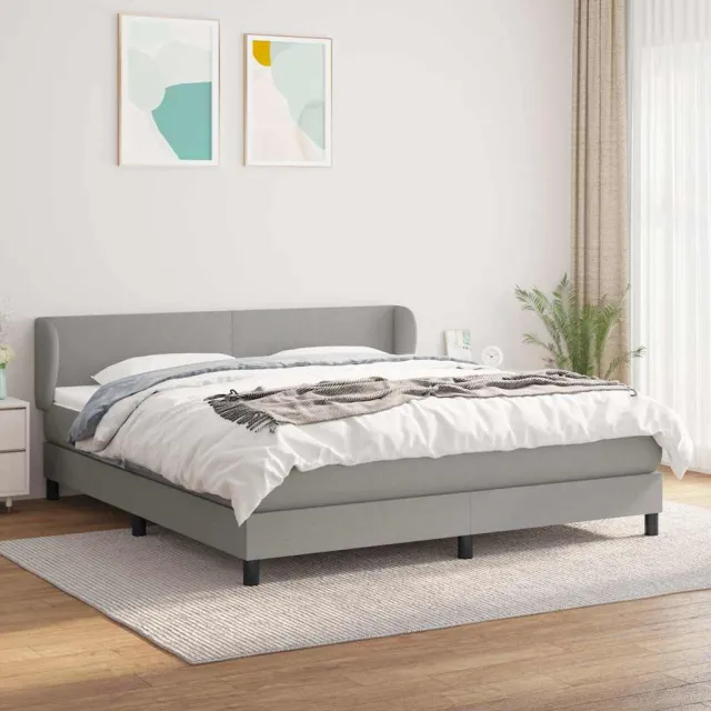 vidaXL Boxspring met matras stof lichtgrijs 160x200 cm grijs