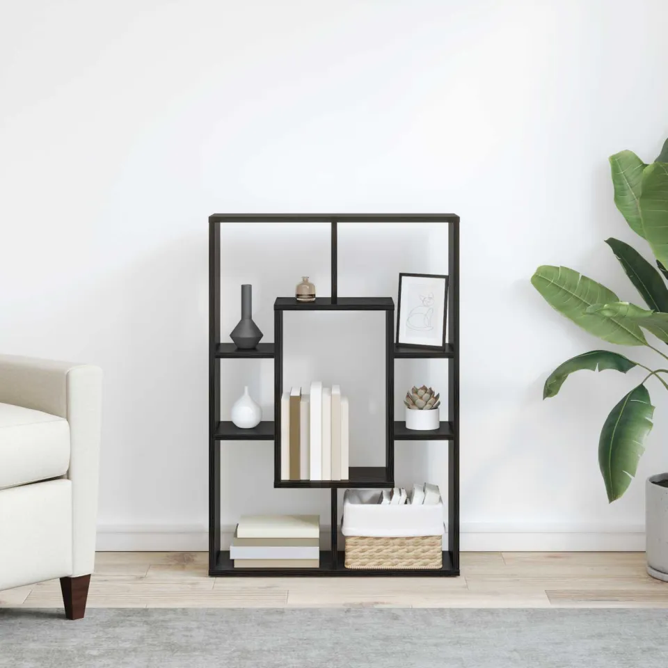 vidaXL Boekenkast 7-laags 63 x 20 x 90 cm Bewerkt hout Zwart Eiken, foto 3