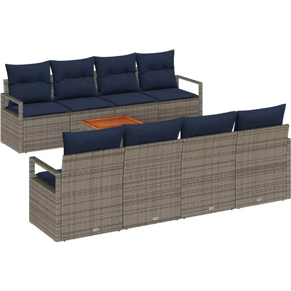 vidaXL Tuinbankenset 9 st Grijs poly rattan