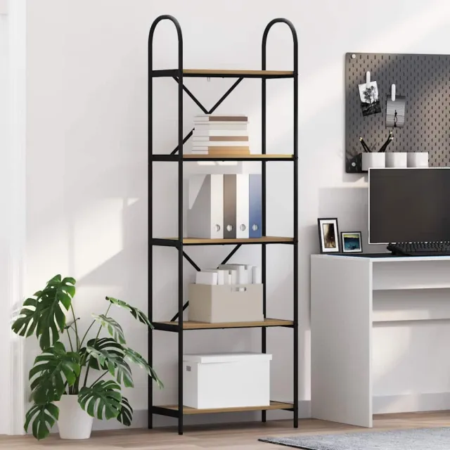 vidaXL Boekenkast 5-laags 60 x 30 x 183 cm Bewerkt hout Gerookt eiken, foto 2