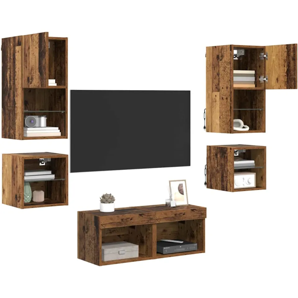 vidaXL TV Wandmeubels 8 st 30,5 x 30 x 60 cm Oudhout Bruin