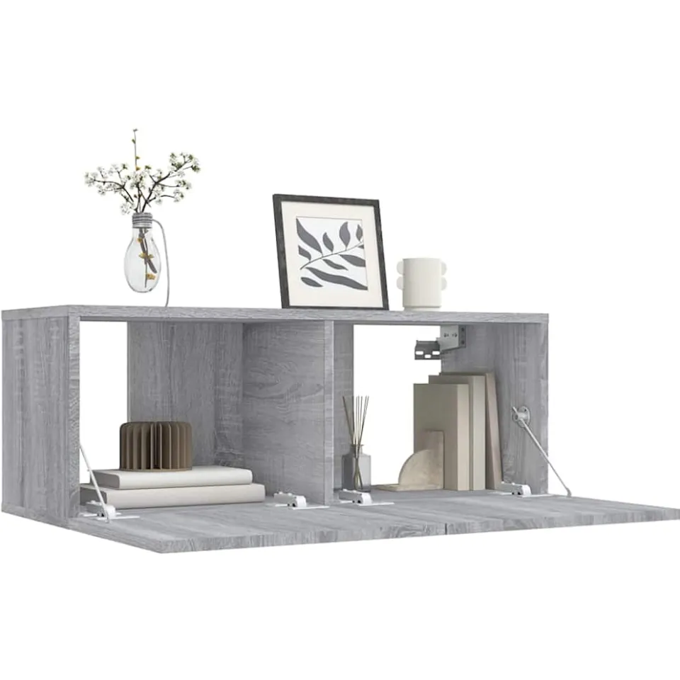 vidaXL Tv-meubel 80x30x30 cm bewerkt hout grijs sonoma eikenkleurig, foto 3