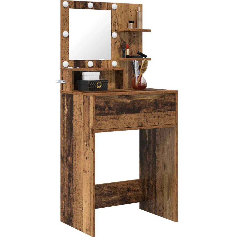 vidaXL Slaapkamer Kaptafels Oud hout 60 x 39,5 x 135 cm Bewerkt hout Bruin