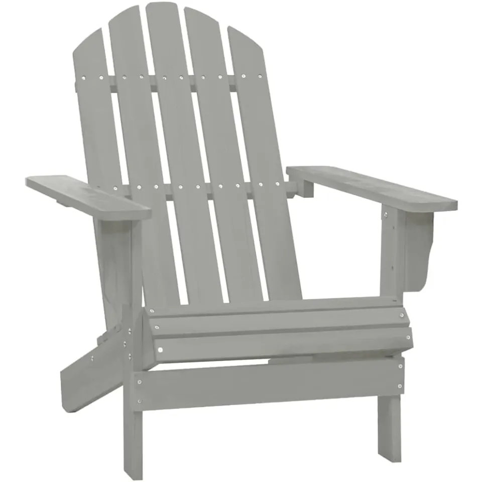 vidaXL Tuinstoel Adirondack met tafel massief vurenhout grijs, foto 3