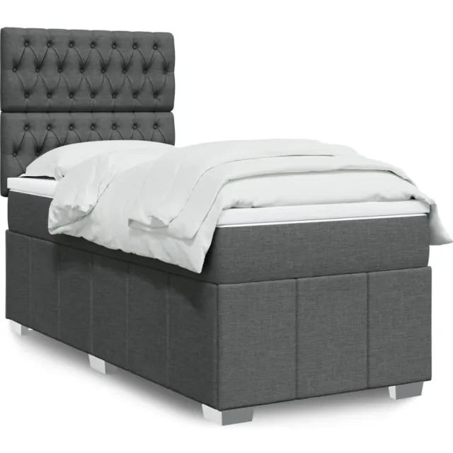 vidaXL Boxspring met matras stof donkergrijs 100x200 cm grijs