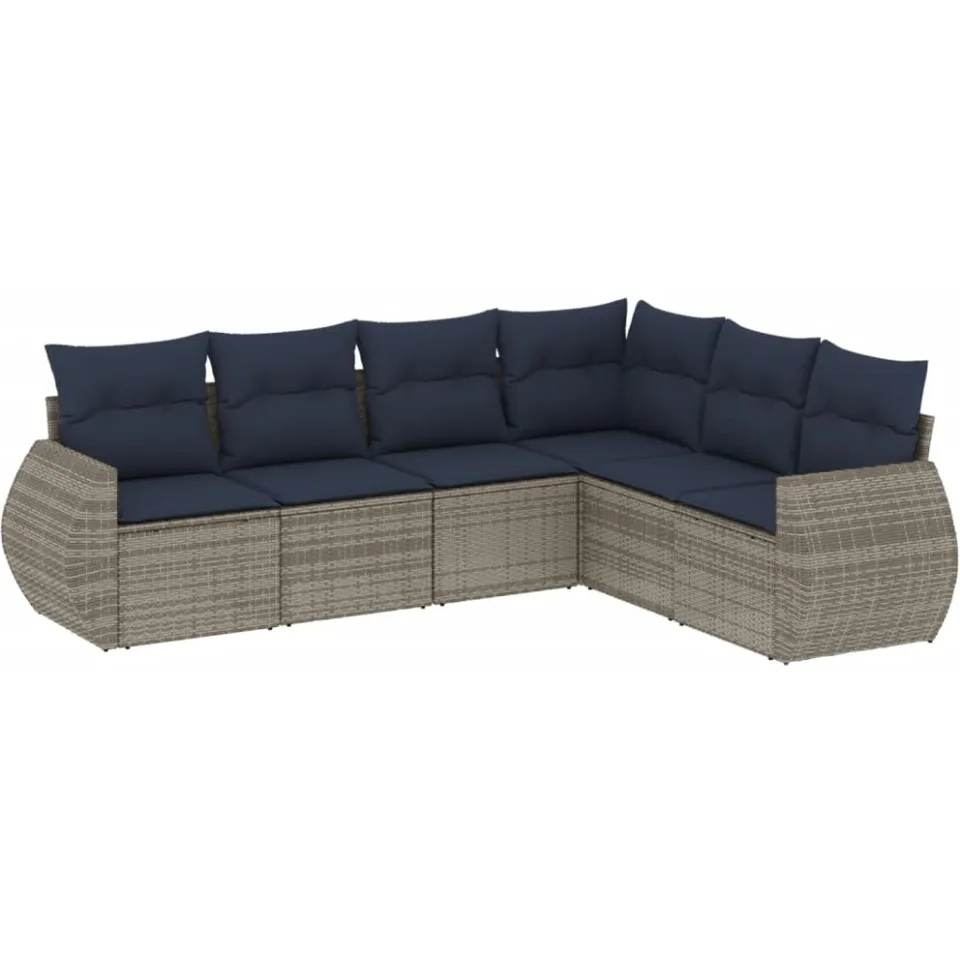 vidaXL 6-delige tuinbankset met kussens, grijs polyrotan, foto 3