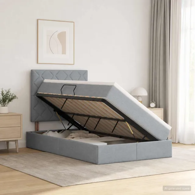 vidaXL LED Opslagbed met Matras Lichtgrijs 120 x 200 cm Stof