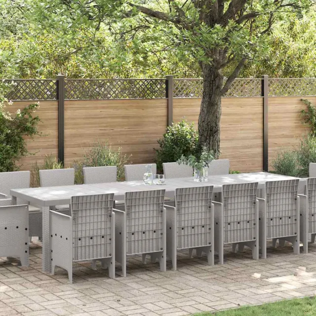 vidaXL Tuin Eetset 15 st Lichtgrijs Polt riet, foto 2