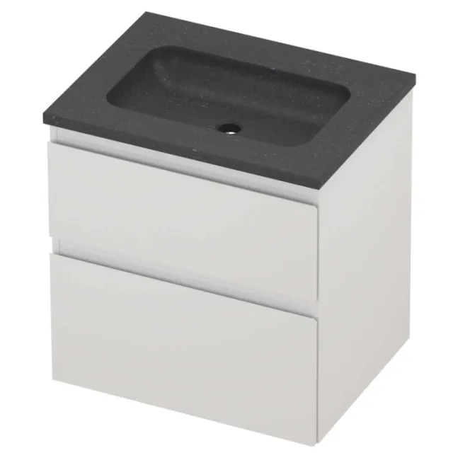 Proline Rollo Badmeubelset Hardsteen Elegant Zonder Kraangat 60x46x62 cm Blue Stone Glans Wit